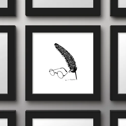 Vista 2 de Trends International Gallery Pops Harry Potter - Póster de pared de gafas y pluma de Harry Potter, 12 x 12 pulgadas, versión enmarcada en negro