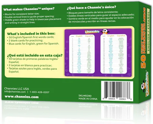 Vista 6 de Channie's Visual Dry Erase 50 primeras tarjetas flash en español/inglés, rastreo, práctica, escritura, tarjetas flash todo en uno, tamaño 5.5 x 4.25