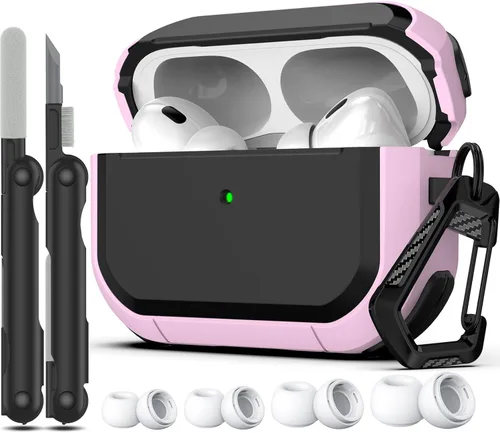 Vista 25 de RFUNGUANGO Funda para AirPods Pro 2, compatible con AirPods Pro de 2ª/1ª generación, compatible con MagSafe, bloqueo automático magnético con kit