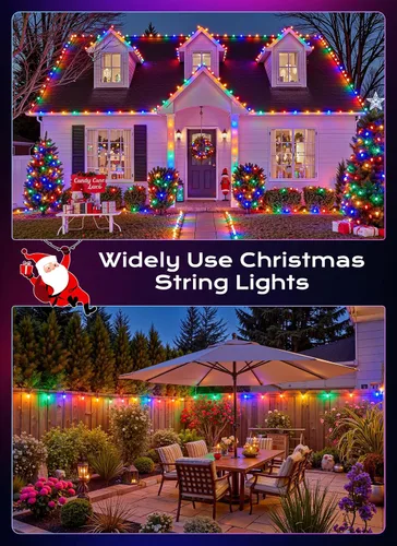 Vista 4 de Brightown C9 luces LED de Navidad para exterior, 7.62 m 7.62 luces de cadena multicolores conectables C9 para árbol de Navidad, patio, tejado Varios