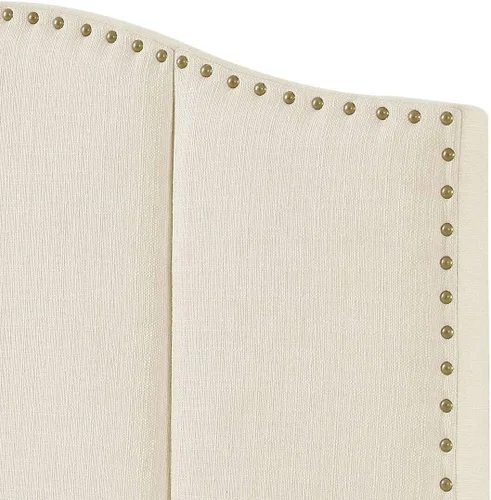 Vista 32 de 24KF Middle Century - Cabecera capitonada tapizada en lino con clavos de latón antiguo, cabecera Queen / Matrimonial, color gris oscuro