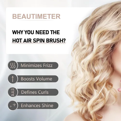 Vista 6 de Beautimeter Cepillo secador de pelo, cepillo de secado giratorio para golpes suaves, cepillo giratorio 3 en 1 para varios estilos de cabello