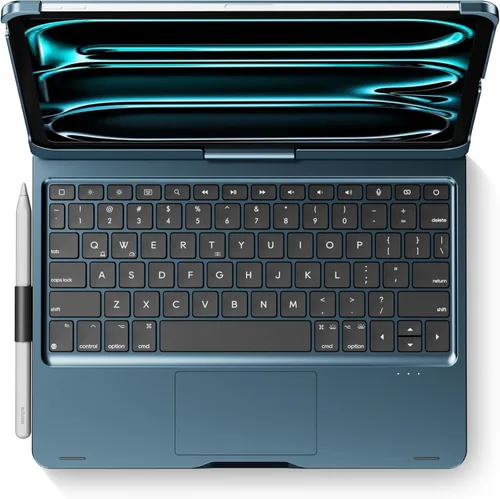 Vista 12 de edaiser Funda de teclado giratoria para Apple iPad mini 6ª 7ª generación a17 Pro, teclado Bluetooth compacto con trackpad retroiluminado RGB