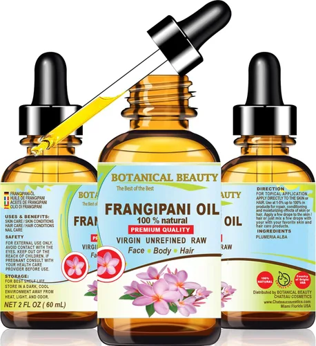 Botanical Beauty Frangipani Oil 100% natural 2 onzas líquidas – 2.0 fl oz de aceite esencial Frangipani para cara, piel, cuerpo, cabello, aceite de
