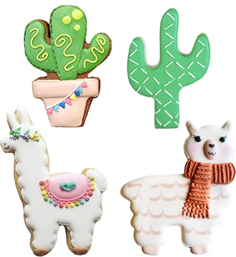 Vista 3 de Juego de 4 cortadores de galletas de llama y cactus de Ann Clark fabricados en Estados Unidos