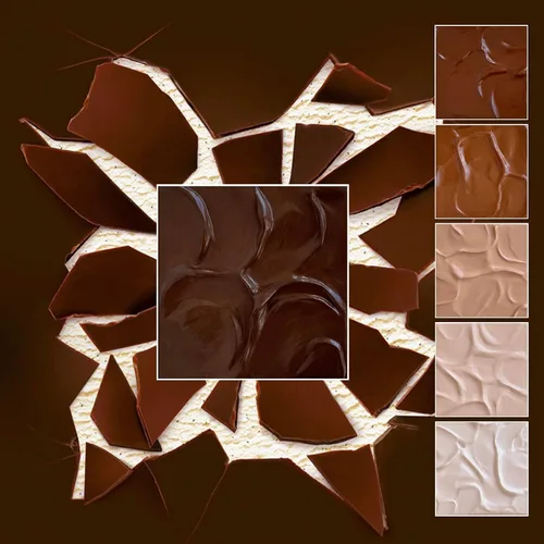 Vista 2 de Chocolate Chunks 3D Plaster Relief Wall Sculpture Tiles Acrylic, MDF Wood, Mixed Media,Abstract, Modern Design, Mix and Match (Dark Chocolate)