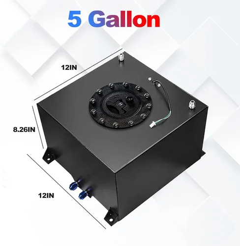 Vista 2 de Universal 5 galones 20L Tanque de combustible para celdas de combustible de aluminio pulido con tapa/nivelador/línea de alimentación de aceite de 12