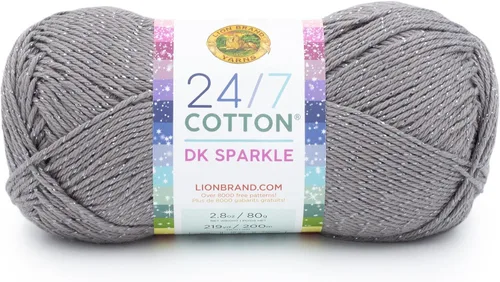 Vista 13 de Lion Brand Yarn Estampados DK de algodón 24/7, hilo para tejer, ganchillo y manualidades, azul, paquete de 1