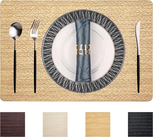 Vista 51 de PIGCHCY Juego de 6 manteles individuales en forma de cuña con centro de mesa, redondos, lavables, resistentes al calor, manteles individuales