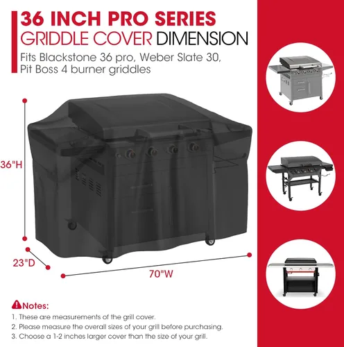 Vista 2 de Unicook - Cubierta de parrilla de 70 pulgadas para parrilla Blackstone ProSeries de 36 pulgadas, cubierta de parrilla plana grande resistente al