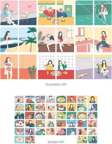 Vista 5 de Monolike A5 FALL IN NEWTRO Ver.2 Diary Set, Be full of happiness - Academic Planner Weekly & Monthly Planner with PVC Cover, Zipper bag, Sticker