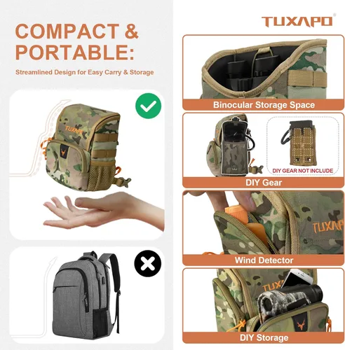 Vista 3 de Binocular Arnés Pecho Pack con Telémetro Bolsa Bino Caso para Caza Senderismo Tiro