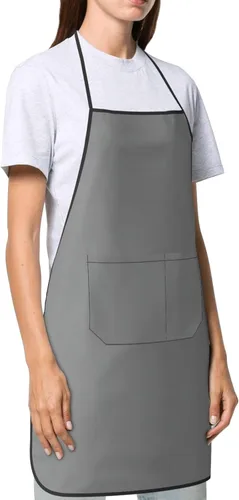 Vista 4 de grey Chef Apron for Men and Women - Waterproof Kitchen Chef Apron with Pockets, Perfect for Cooking, Salon & More
