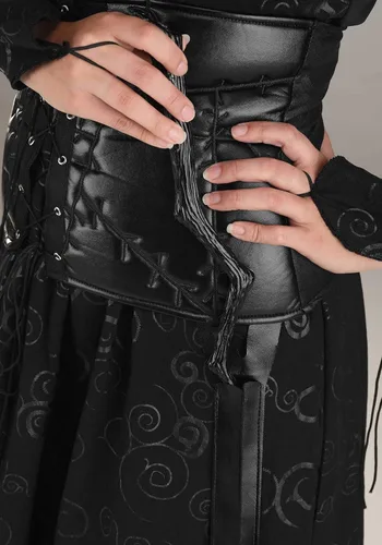 Vista 4 de Women's Deluxe Harry Potter Bellatrix Lestrange Costume, Black Dress Corset, Evil Wizard Outfit for Halloween