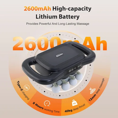 Vista 5 de Juego de 16 pistolas de masaje de cabeza, masajeador de percusión de tejido profundo, herramientas de masaje eléctrico de 2600 mAh con 9 estilos