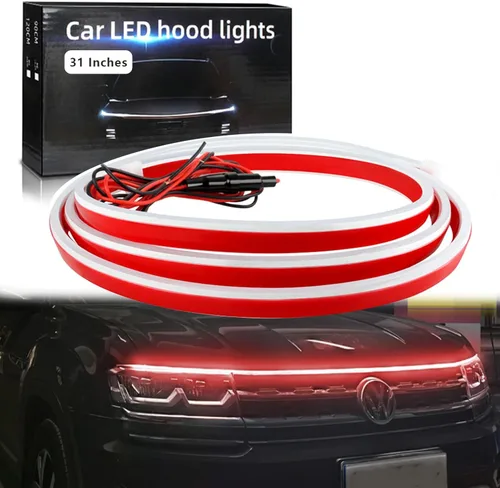 Vista 9 de Tira de luz para capó de automóvil, 31 pulgadas, tira de luces LED azules exteriores para capó, flexible, impermeable, escaneo dinámico DC12V, luces