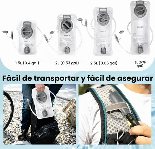 Vista 7 de HEIKLN Hydration Bladder 1.5L-2L-2.5L-3L,Leak Proof Water Reservoir, BPA Free Military Water Storage Bladder Bag Hydration Pack Replacement Easy