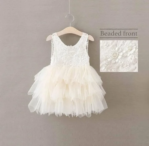Vista 2 de Topmaker Vestido de niña de flores sin espalda acampanado de encaje