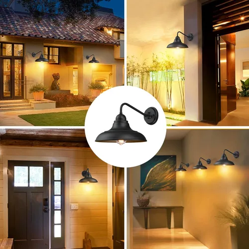 Vista 5 de Paquete de 3 luces de pared para casa de campo al aire libre, apliques de pared clásicos de granero para exteriores e interiores, 12 pulgadas