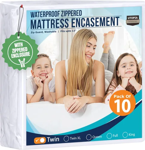 Vista 29 de Utopia Bedding - Protector de colchón Twin con zíper, 100% impermeable, a prueba de chinches y ácaros del polvo, funda para colchón absorbente de 6