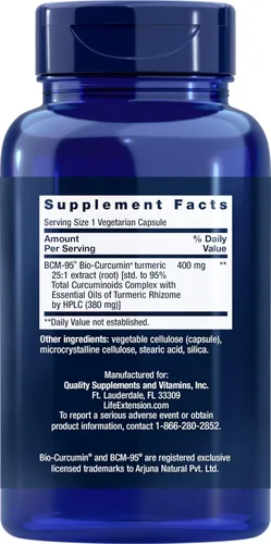 Vista 2 de Life Extension Super Bio-Curcumina Extracto de cúrcuma 400 mg, 90 cápsulas vegetarianas - Sin OMG - Altamente absorbible