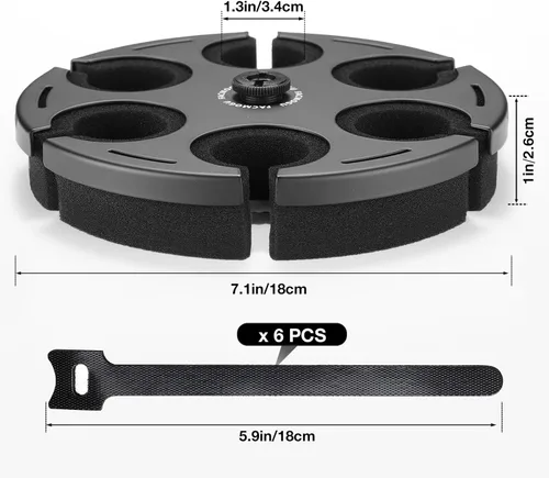 Vista 7 de Facmogu Soporte para micrófonos múltiples, soporte de aluminio para micrófonos múltiples con capacidad para hasta 6 micrófonos para organizador