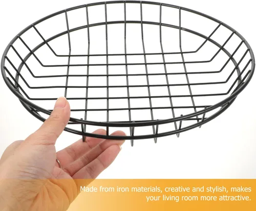 Vista 8 de Veemoon Cesta ovalada de alambre de metal: 2 cestas de alimentos reutilizables para servir recipientes decorativos para sándwich para almacenamiento