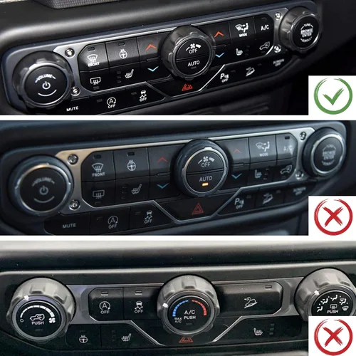 Vista 3 de JeCar - Cubierta de perilla de interruptor de aire acondicionado, de aleación de aluminio, compatible con Jeep Wrangler 2018-2023 JL JLU y 2020-2023