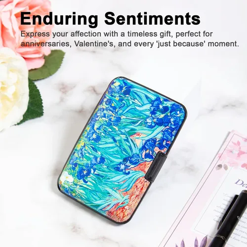 Vista 7 de Tarjetero pequeño con bloqueo RFID, cartera de metal delgado de aluminio, para mujeres y hombres