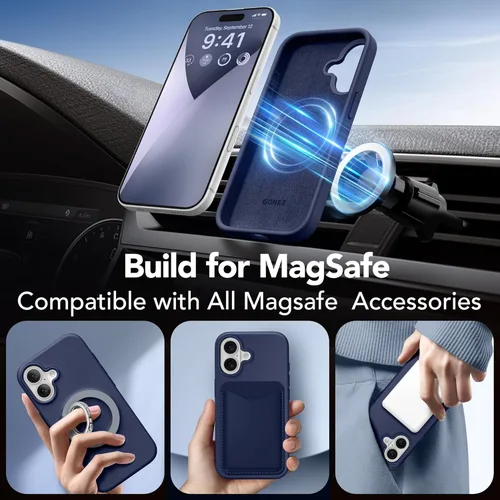 Vista 694 de GONEZ Funda magnética para iPhone 14, compatible con Magsafe, con protector de pantalla + protector de cámara, forro de microfibra antiarañazos