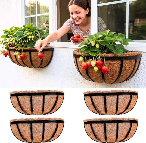 Vista 10 de LaLaGreen - Maceta de pared de flores (24 pulgadas, paquete de 4) con forro