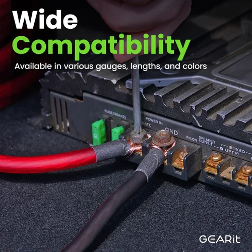 Vista 5 de GEARit Cable de calibre 8, cobre libre de oxígeno OFC (50 pies cada uno, negro/rojo translúcido) 8 AWG - Cable primario automotriz
