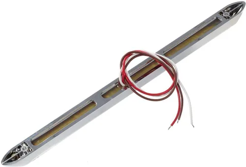 Vista 5 de Partsam 2 barras de luz LED ámbar de 12 pulgadas para remolque, lente transparente 15-2835-SMD con bisel cromado sellado, barra de luz LED