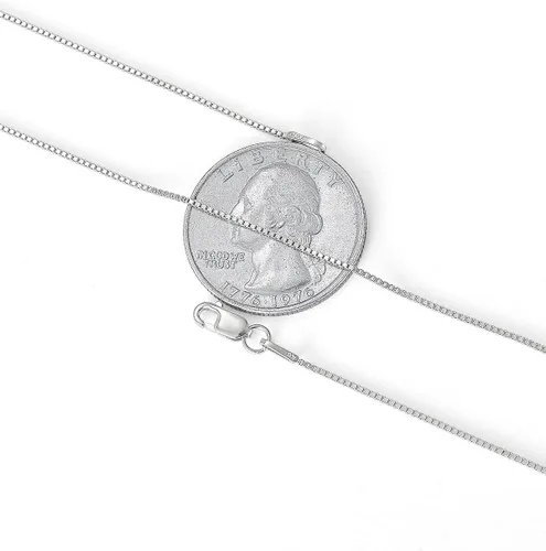 Vista 5 de Collar de cadena de plata fina italiana 925 de 1 mm y 16 - 30, con gamuza de pulido de plata