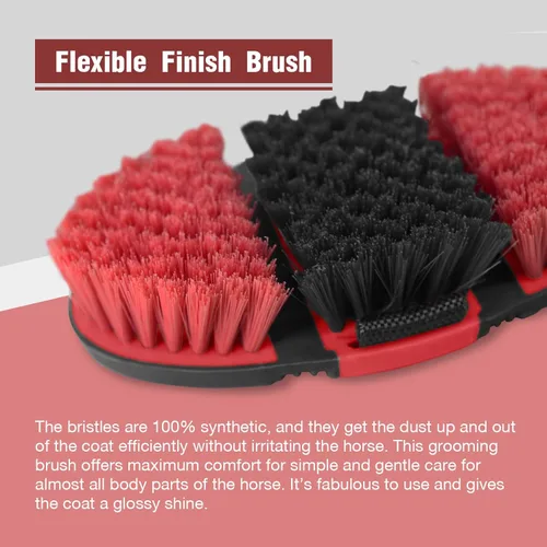 Vista 3 de Harrison Howard Cepillo de aseo de caballos de acabado flexible, flexible y conveniente para fregar, agarre cómodo en la mano, color rojo