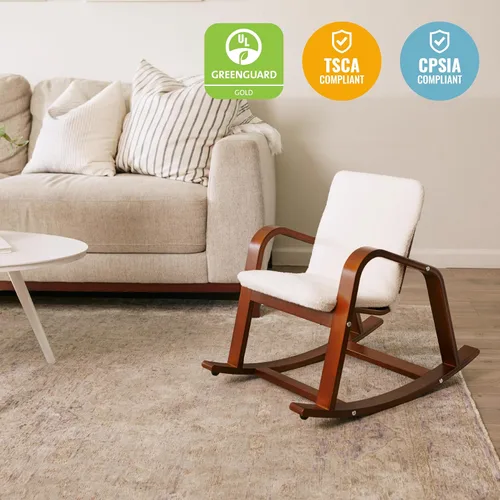 Vista 7 de ECR4Kids Mecedora Bentwood con cojín, muebles para niños, nogal oscuro