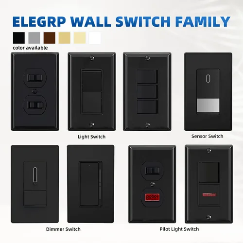 Vista 3 de ELEGRP Decorator - Interruptor basculante triple, paleta eléctrica de un solo polo, 15 A 120 V en la pared, encendido y apagado automático, placa