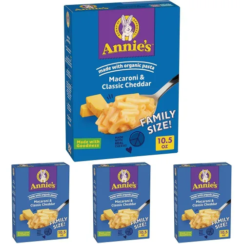 Vista 10 de Annie's Macarrones y Cheddar clásico con pasta orgánica, hechos con queso real, acompañamiento de cena o aperitivo, 6 onzas