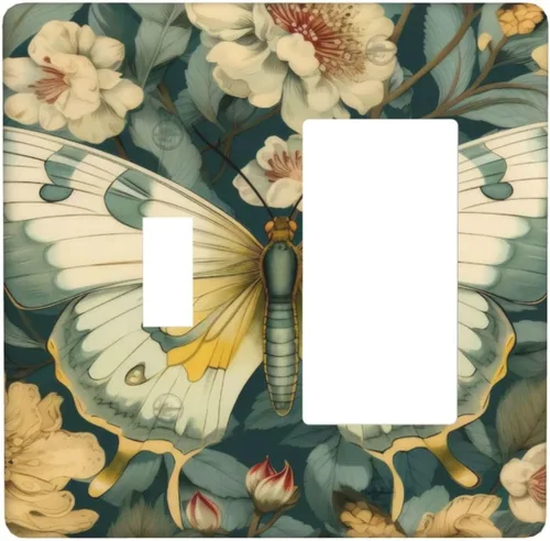 Vista 98 de Cubiertas decorativas para interruptor de luz de arte BOHO, figura abstracta de 1 gang, salida basculante, placa frontal decorativa del interruptor