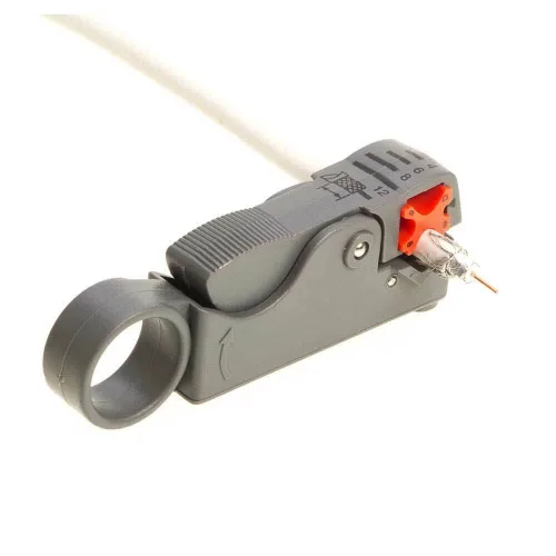 Vista 4 de Cables Direct Online - Herramienta de corte y pelado de cable coaxial rotatorio para RG58 RG6 RG59 Quad, cable doble