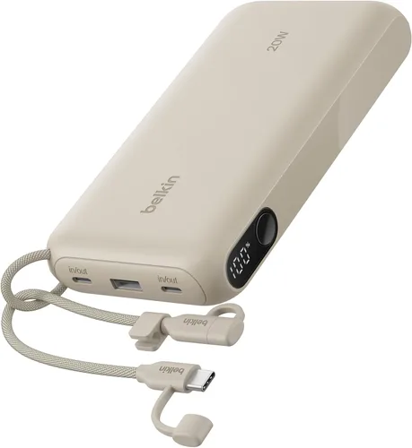 Vista 13 de Belkin Cargador Portátil, Batería Externa USB-C de 20,000mAh con 2 Puertos USB-C y 1 Puerto A, Pantalla Digital de Batería, Carga de 20W - iPhone