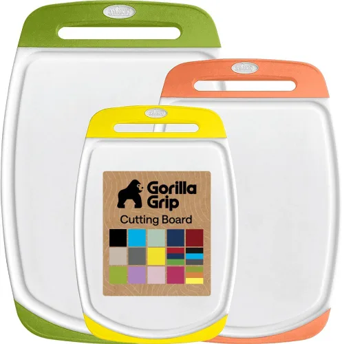Vista 28 de La tabla para cortar original GORILLA GRIP (TM), antiderrapante, reversible para cortar y servir queso. Potente tecnología de agarre, sin BPA