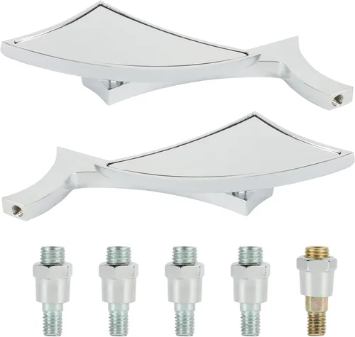 Vista 2 de Koauto Espejos laterales para motocicleta, espejo retrovisor cromado con adaptador de 0.315 in0.394 in, universal, compatible con Harley Honda