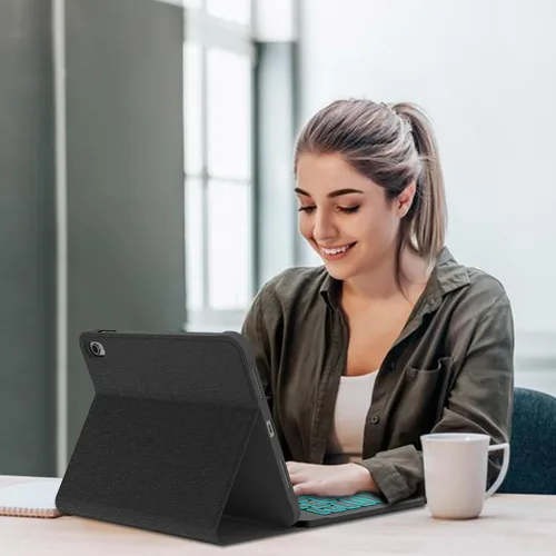 Vista 7 de KVAGO Funda para iPad (A16) de 11ª y 10ª generación con teclado, teclado desmontable inalámbrico retroiluminado de 7 colores, funda de teclado folio