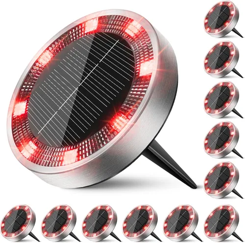 Vista 18 de Peasur Luces solares de suelo para exteriores, paquete de 2 luces planas de disco con energía solar, IP68 impermeable, antioxidante, iluminación