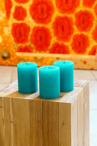 Vista 5 de Vela recta de 3 pulgadas x 4 pulgadas, sin fragancia, hecha a mano, para bodas, decoración del hogar, relajación, spa, pabilo de algodón que no hace