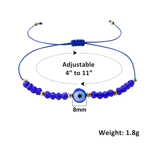 Vista 9 de SUMMER LOVE Handmade Dainty Evil Eye Bracelets Pack-2 Bulk Set for Women Girls Kabbalah Protection (Navy blue1#-2pcs)