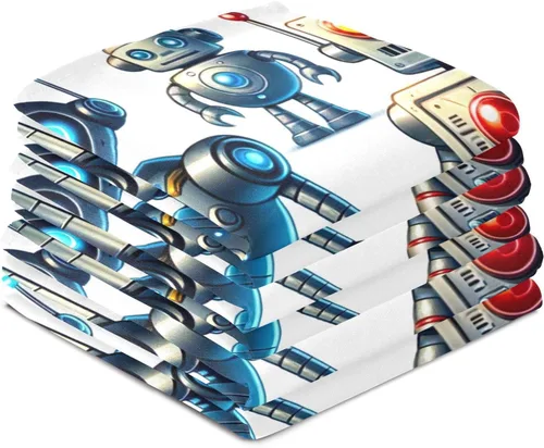 Vista 4 de GAIREG Cute Cartoon Robots Tea Towls, 28x18 Inch Decorative Kitchen Towels Farmhouse