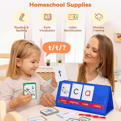 Vista 3 de Kit de Tarjetas Flash de Tienda de Tentáculos de Construcción de Palabras de Gamenote - Juegos de Fonética de Palabras CVC Tabla de Combinación