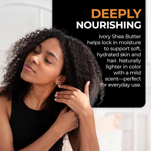 Vista 4 de Mantequilla de karité africana pura sin refinar de Ghana"IVORY" 8 onzas. Contenedor